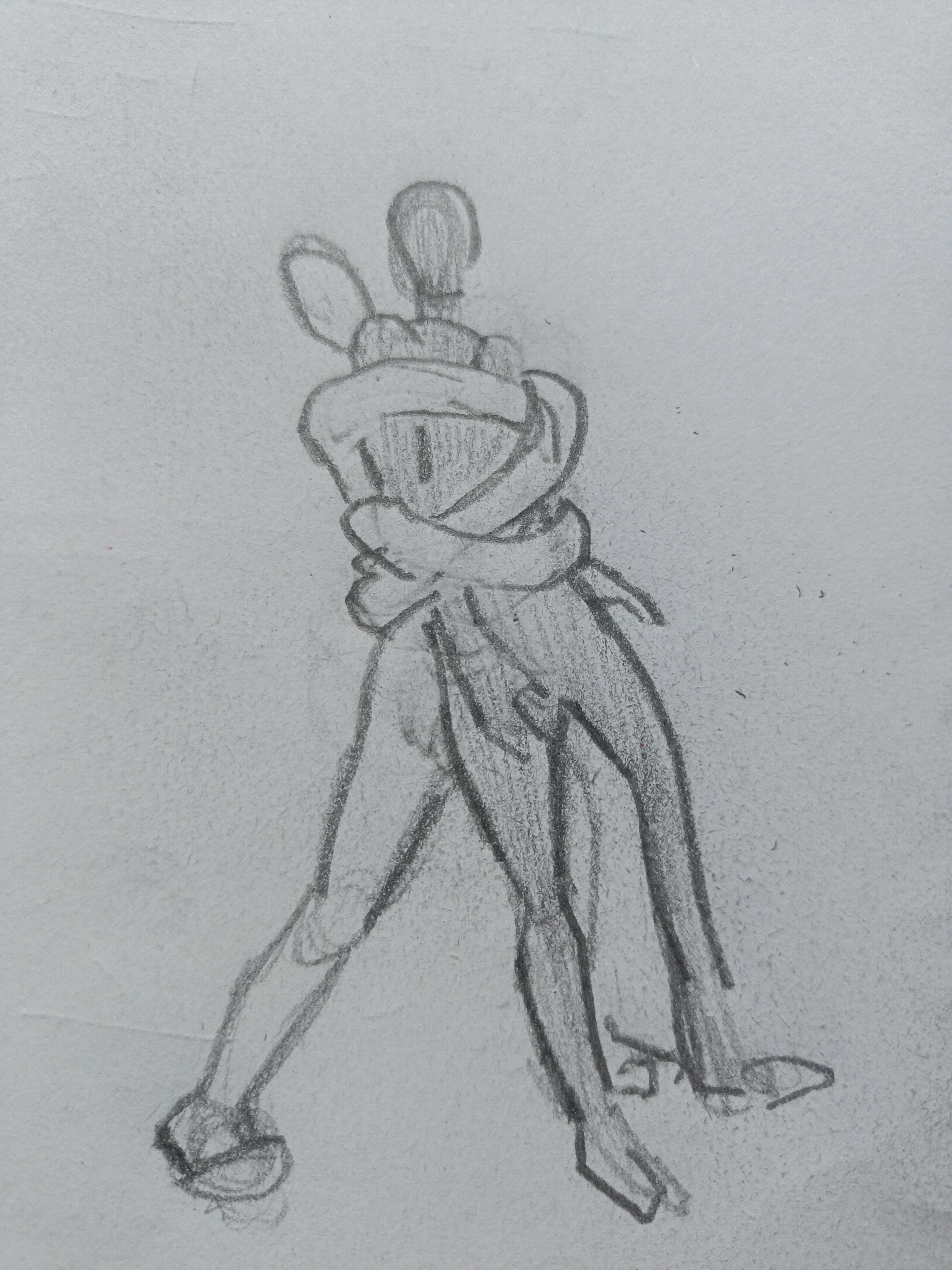 simplistic drawing of the long armed woman grabbing someone from behond with her armes wrapped twice around them