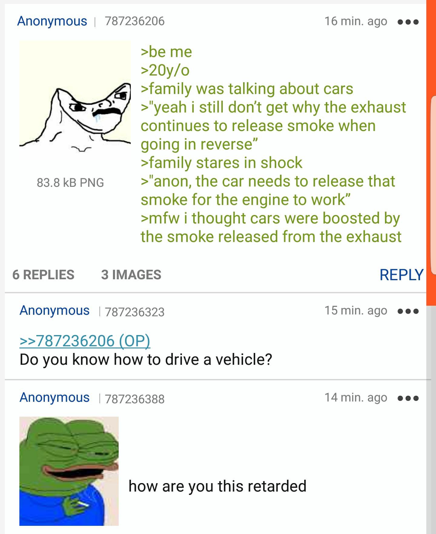 anon drives a car