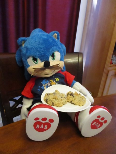 Sonic enjoys a plate of evil cookies