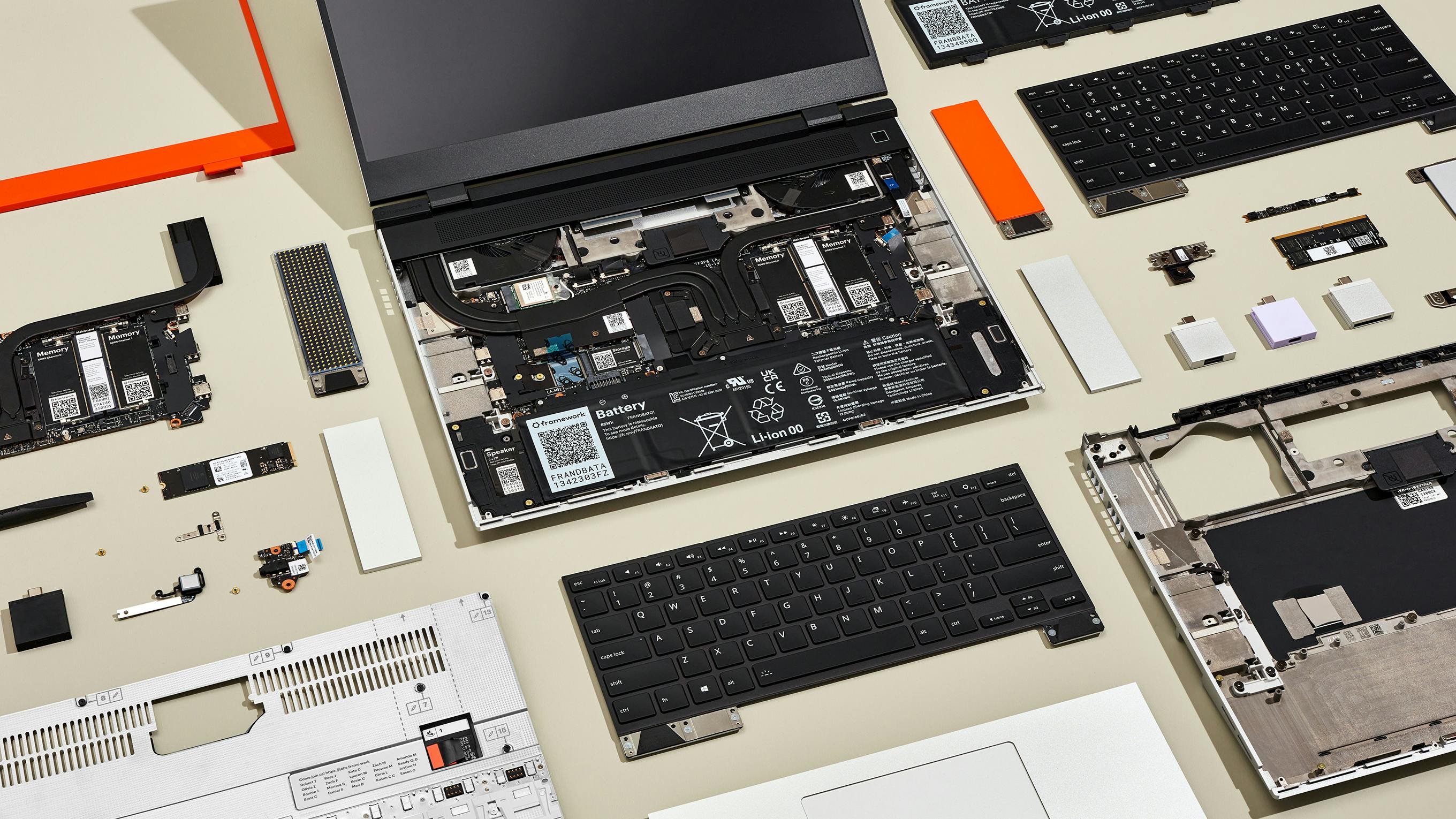 Image of disassembled framework laptop