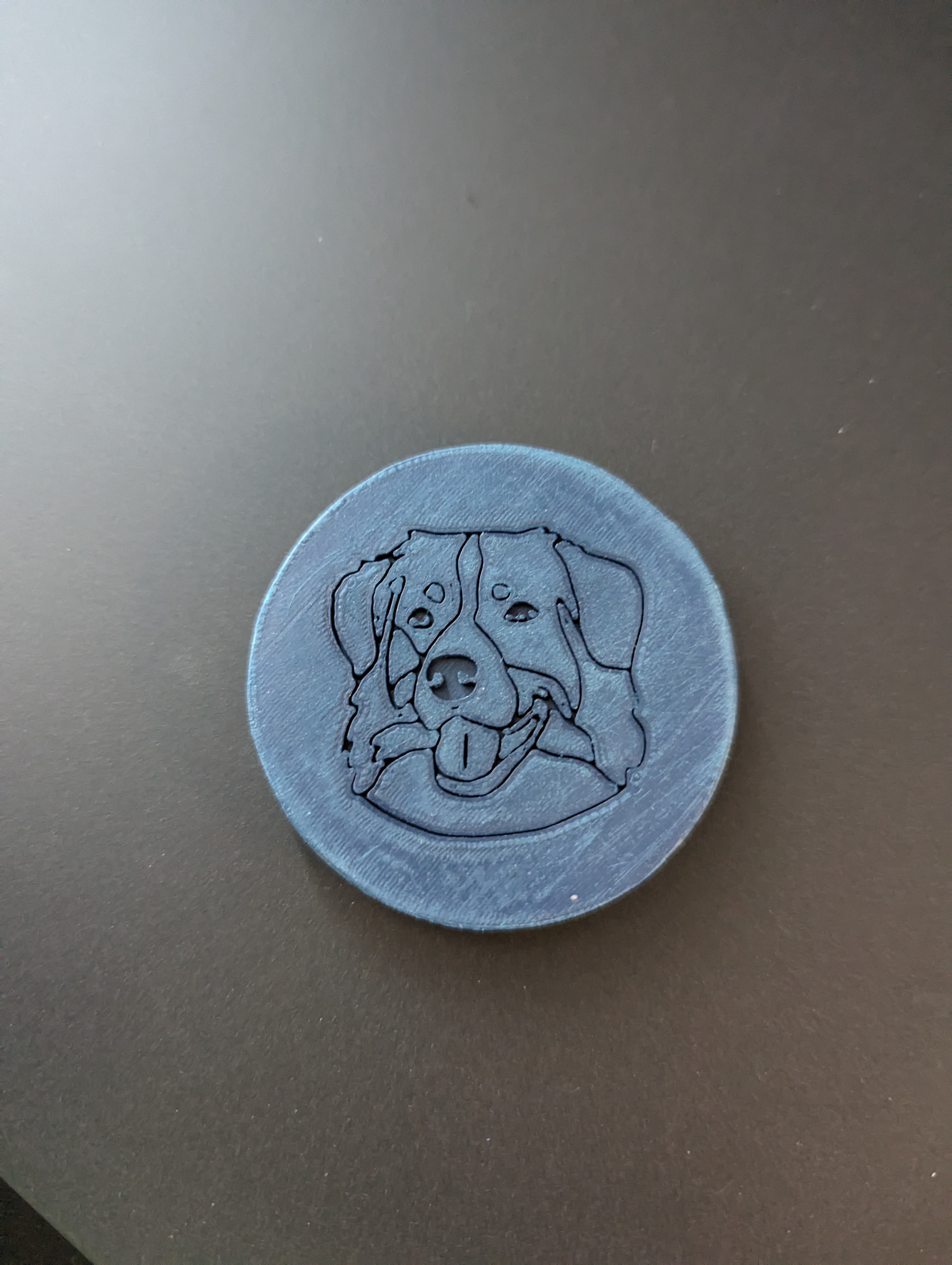Rough Sanded Front of keychain with image of a Bernese Mountain Dog