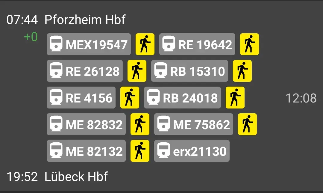 Pforzheim Hbf - Lübeck Hbf in nur 12:08h