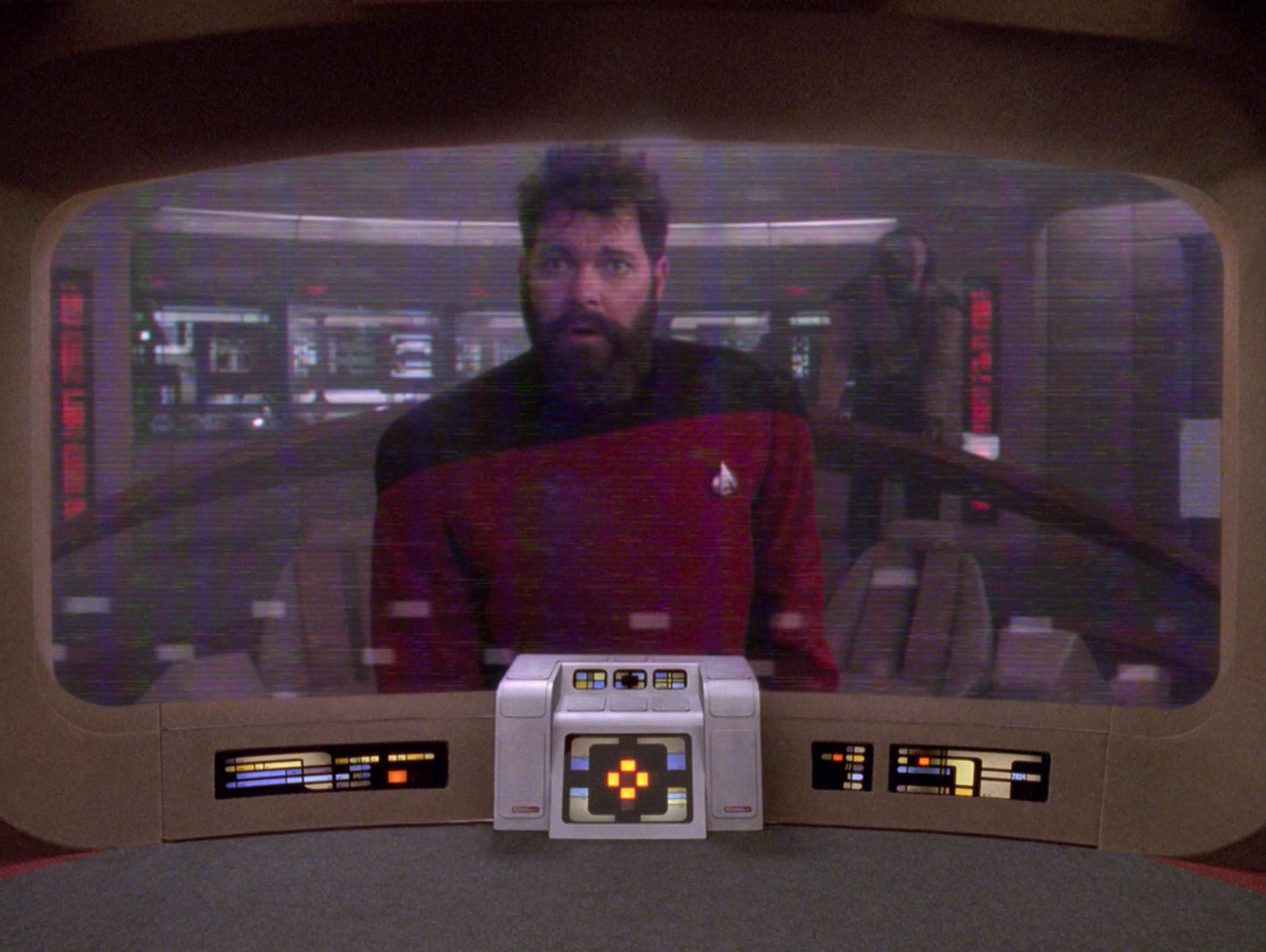 An alternate reality in Star Trek The Next Generation where William Riker is disheveled and scared because the Borg have wiped out the Federation and his enterprise is one of the last ships left.