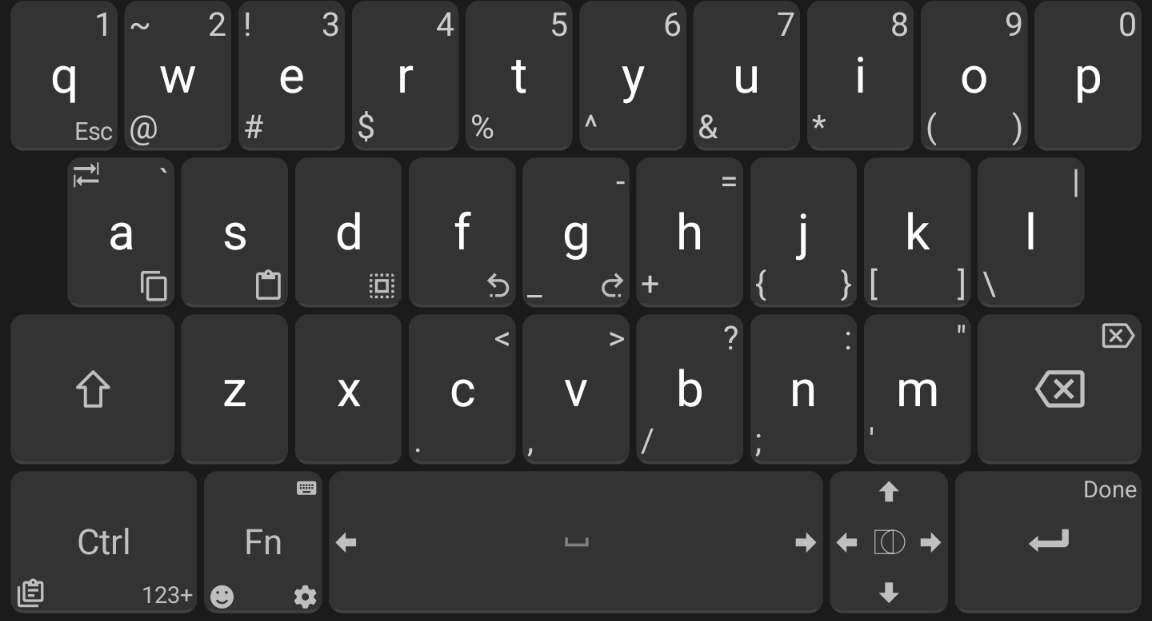 Screenshot of "Unexpected Keyboard" showing mapped undo redo button