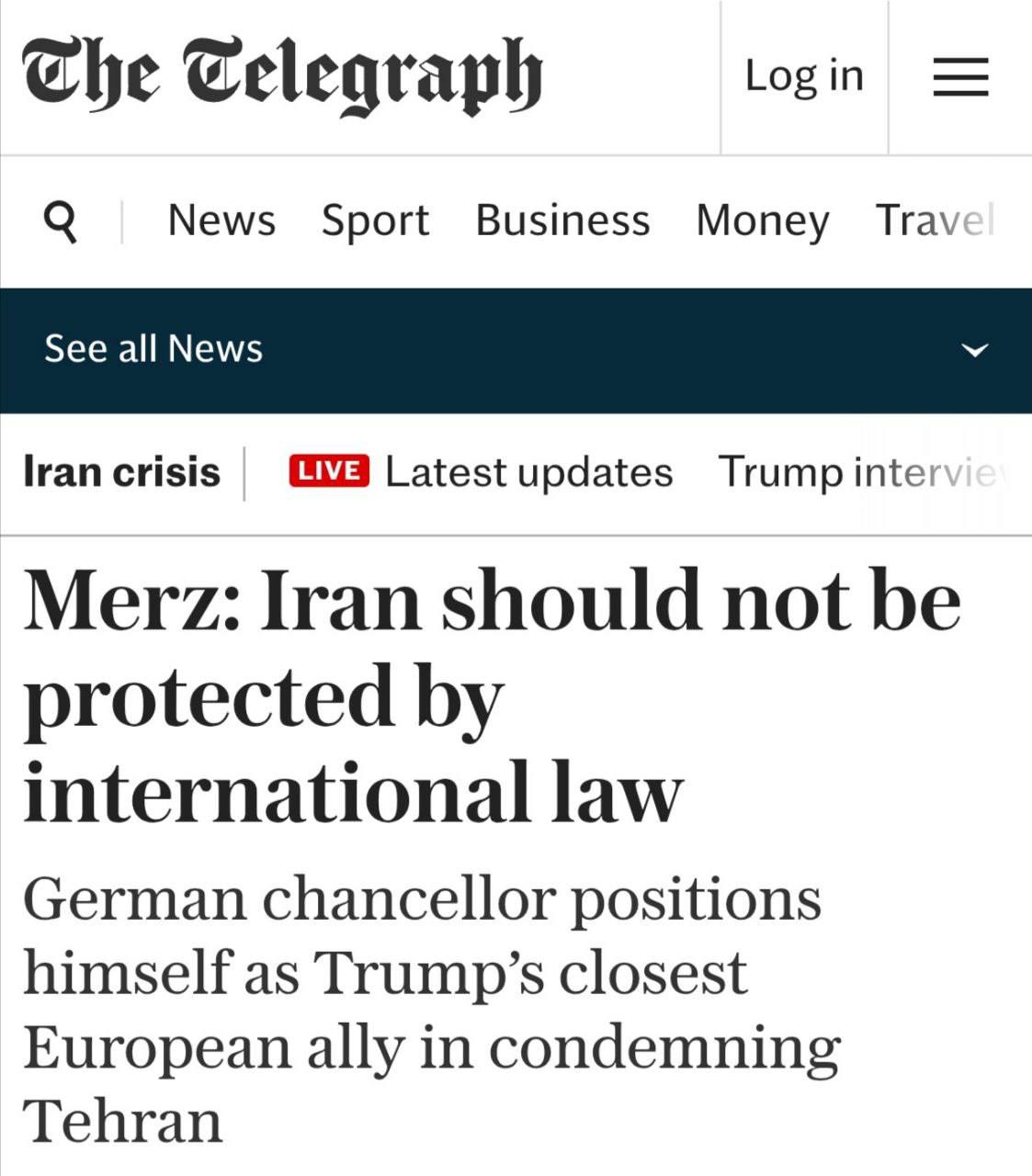 Merz: Iran should not be protected by international law